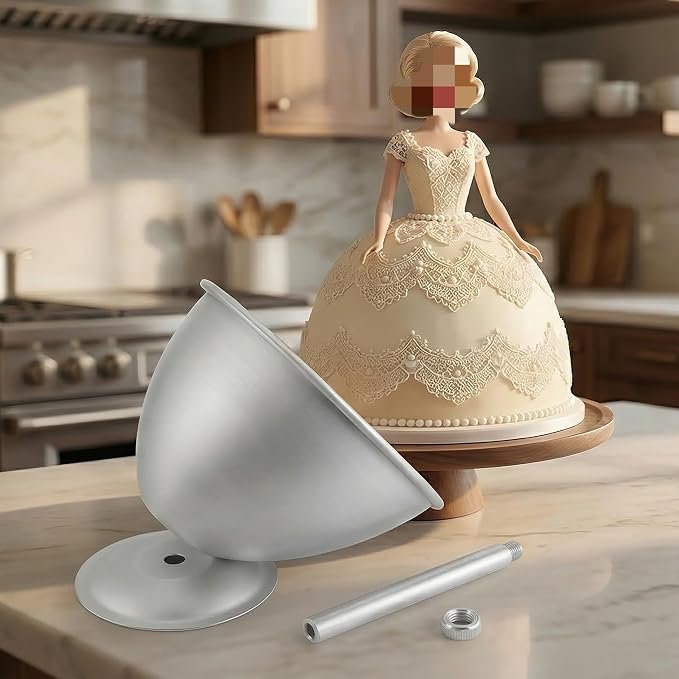 Cedilis 2 Pack Doll Cake Mold, 8 Inch and 6 Inch Princess Skirt Cake Pan, Non Stick Wonder Pan, Easy to Clean