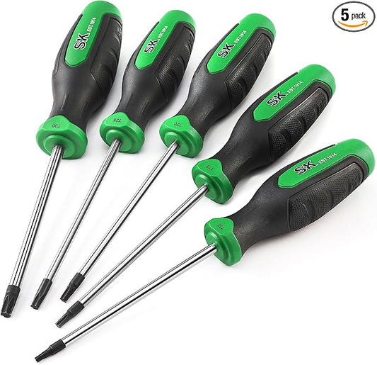 SK 5-Piece Star Screwdriver Set, Magnetic Screwdriver Set, S2 Steel | Heat-Treated Chrome Plating Shaft, Black Oxide Tip, SureGrip Handle