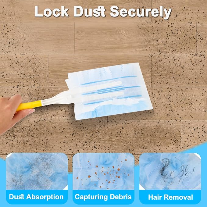 Duster Refill for Cleaning with 2 Handles, Heavy Duty Disposable Duster Kit | 50pack, Unscented Replacement Head Dust Removal Brush, for Electronics, Furniture, Blinds, Ceiling Fans, Walls