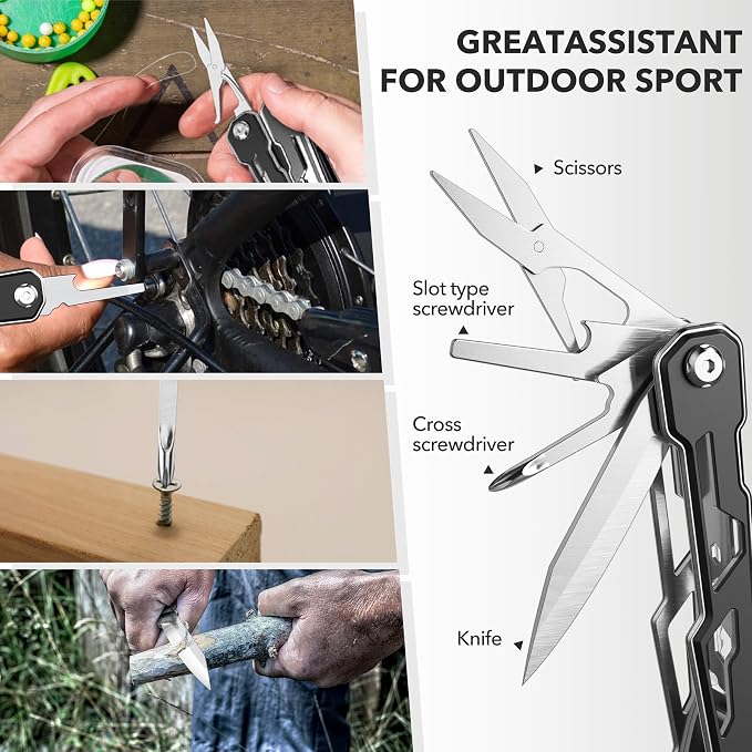 Wuwrll Multitool with Safety Locking,16-in-1 Multi Tool Stainless Steel Pocket Knife Set with Pliers, Upgrade Camping Tool Gifts for Men,for Survival, Camping, Hiking, Outdoor 2 Pcs