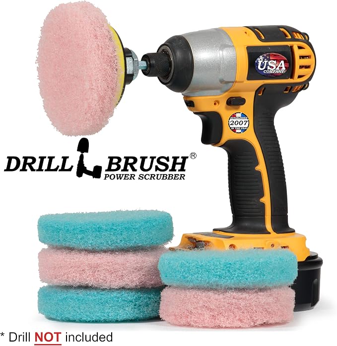 Bath Mat - Bathroom Sink - Hard Water Stain Remover - Shower Door Cleaner | Drill Brush - Cleaning Supplies - Bathroom Accessories - Scrub Pads - Shower Cleaner - Bathtub - Scrubber - Glass Cleaner