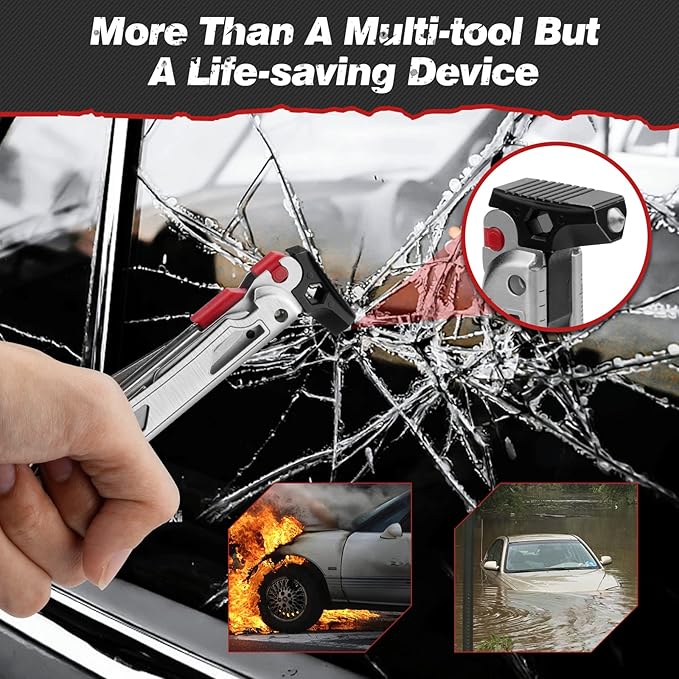 BIBURY 22-in-1 Multitool Pliers With Fire Starter & Whistle, BI2038B | Pocket Knife, Window Breaker, Self-Locking, EDC Multi Tool with Back Clip & Sheath, For Survival Camping Hiking