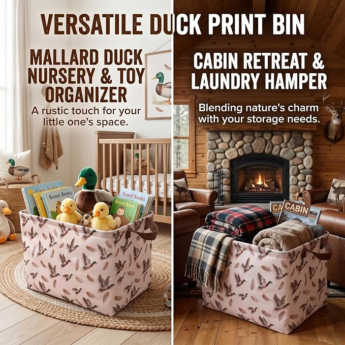 Mallard Duck Storage Gift Basket: Waterproof Collapsible Storage Bin