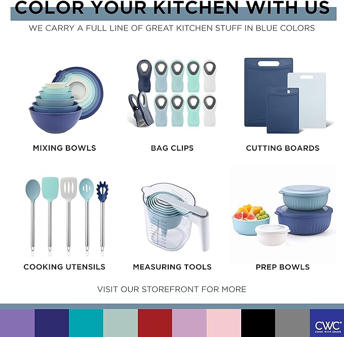 COOK WITH COLOR Collapsible Salad Spinner - 4 QT Space Saving Lettuce Dryer with Folding Collapsible Colander Great for Washing and Drying Fruit and Vegetables (Blue)