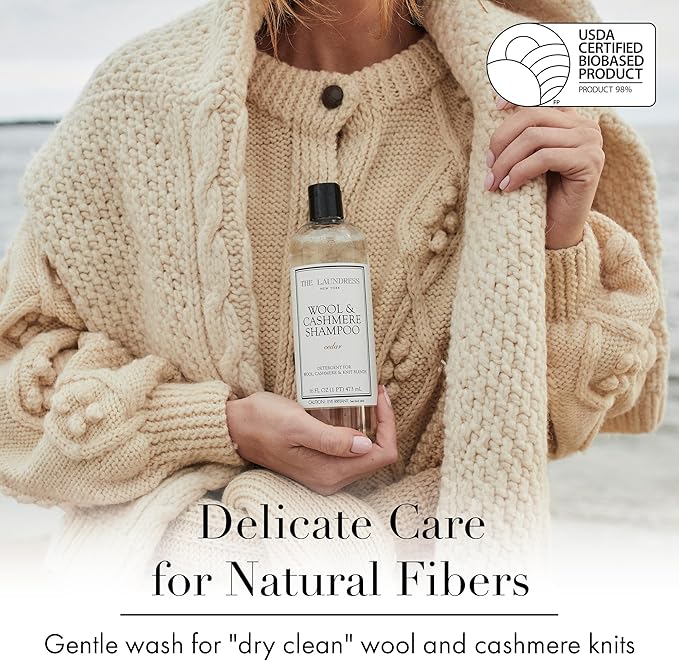 The Laundress Wool & Cashmere Shampoo, 31 Loads, Concentrated Luxury Liquid Laundry Detergent, Cedar Scent, Cold-Water Hand or Machine Wool Wash for Delicate Merino, Mohair & Knit Blends, Pack of 2