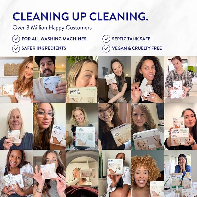 The Clean People Fabric Softener Sheets - Dryer Sheets - Softens & Removes Static Cling - Vegan Laundry Softener, Essential Oils - Fragrance Free 240 Pack