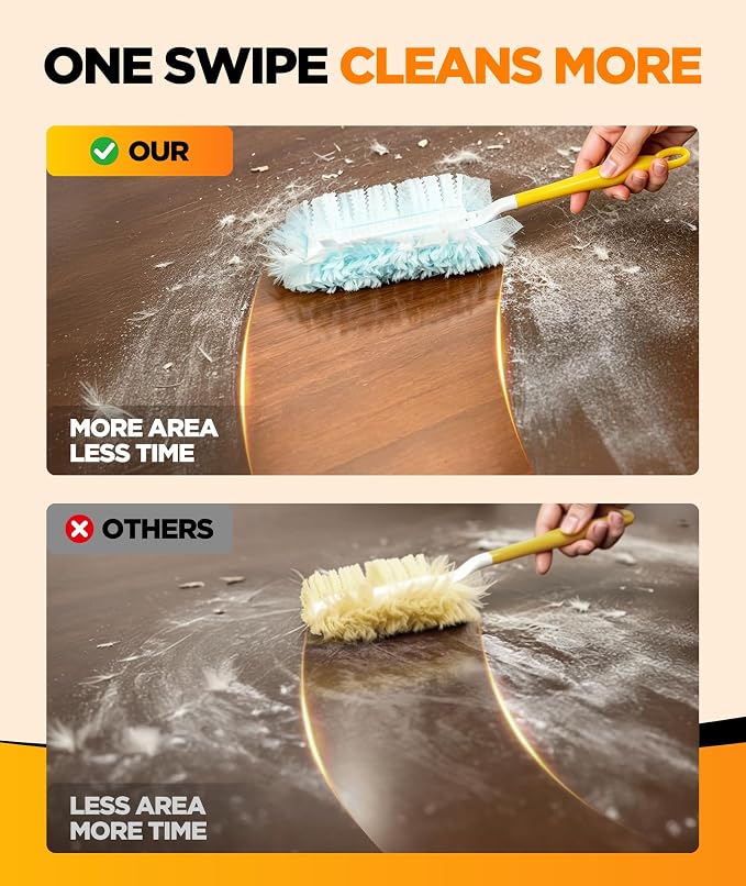 12 Count Duster Refills for Swiffer Duster, One-Sided Disposable Dusters Refills with 4X Microfibers (Handle Not Included)