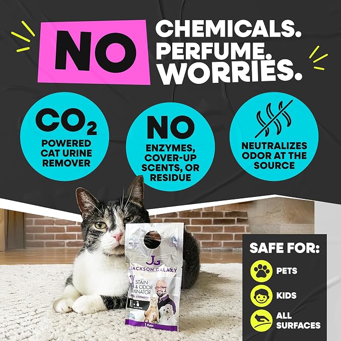 Jackson Galaxy EX Stain & Odor Eliminator - Pet Urine Remover Refill Tablets - Fast Acting & Non-Toxic CO2 Based Cat Pee Cleaner, Refill Tablets For 2 Full Solutions - Made by a Cat Expert