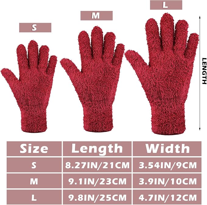 Patelai 3 Pairs Microfiber Plant Dusting Gloves Leaf Cleaning Gloves for Indoor Plants, Blinds, Furniture, House (Brown,Dark Green,Dark Red,Medium)