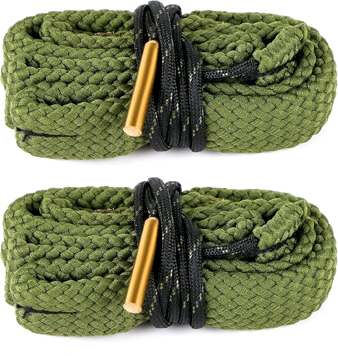 2Pack/3Pack Bore Rope Brush Gun Cleaner Cleaning Snakes, Barrel Snake for 5.56mm/.223/.22/9mm/Cal .380/12 GA/. 30 Cal/.308/.44 Cal. Rifle Shotgun Gun Cleaning(Choose Your Cal)