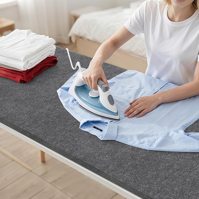 BREENHILL Wool Pressing Mat 22" x 60" –Extra Large Thick Felt Ironing Pad for Quilting, Sewing, Crafting –Wool with Bonus Heat-Resistant Iron Rest–Portable and Durable Ironing Surface(Dark Gray）