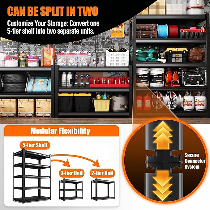 Garage Shelving, Heavy Duty Adjustable Boltless Metal Storage Shelving Units