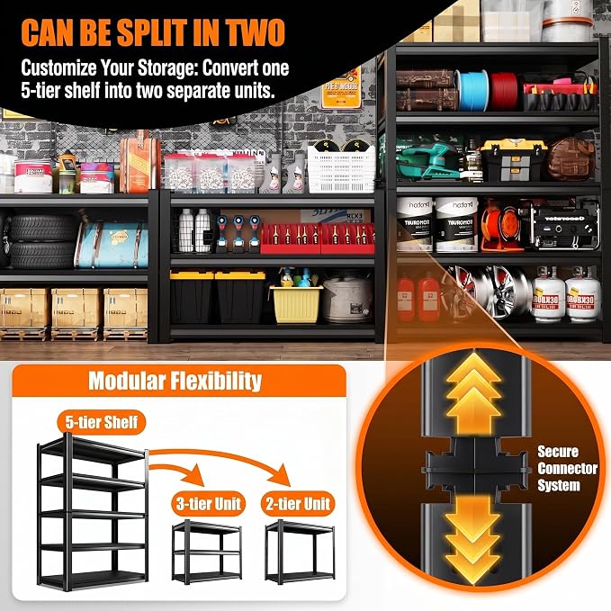 Garage Shelving, Heavy Duty Adjustable Boltless Metal Storage Shelving Units