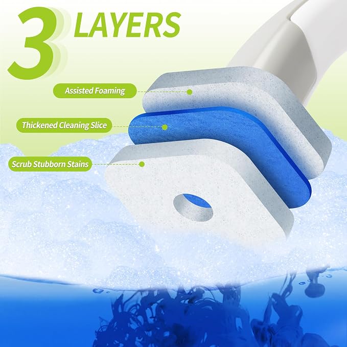 IVYROLL Toilet Bowl Cleaner Wand with 14 Refills, Disposable Toilet Brush Set with Holder, Cleaning System Starter Wand Kit, Bathroom Cleaning Set