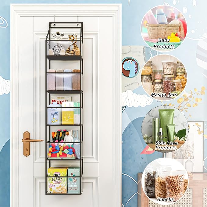 Fixwal 5 Shelves, Clear Plastic Pockets, Sturdy Hanging Design, for Pantry Closet Bedroom Nursery and Bathroom Storage