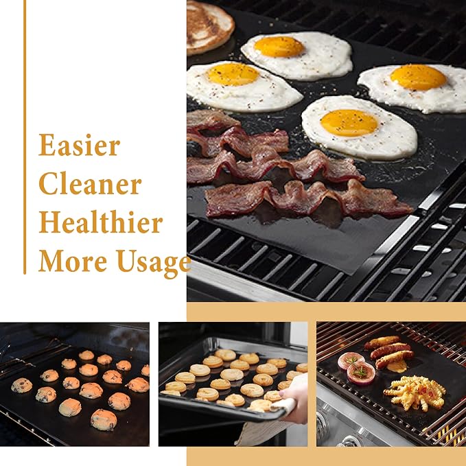 Oven Liners for Bottom, 4 PACK Large Thick Heavy Duty 100% Non-stick Reusable Teflon Mat, Baking Mat for Electric, Gas, Toaster Ovens, Grills, Kitchen Friendly Cooking Accessory, 16.25 x 23inches