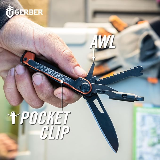 Gerber Armbar Trade EDC Pocket Knife Multitool with Bottle Opener, Onyx | Compact EDC multitool, includes blade, pry bar, hammer, 2.5" plain edge blade, 8-in-1 pocket tool, lightweight