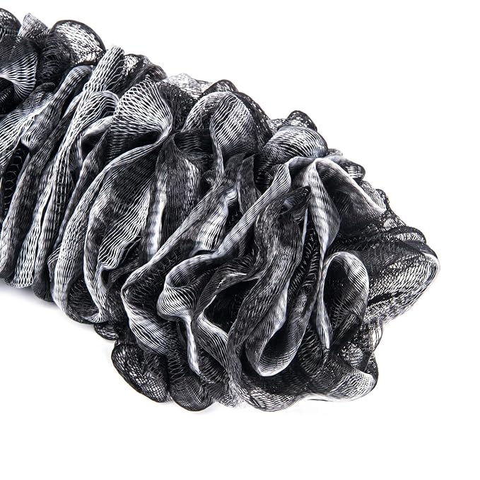 Back Scrubber for Shower,Loofah Long Handle Bath Body Brush,Soft Nylon Mesh Sponge for Shower,Loofah On a Stick for Men Women,Exfoliating Scrub Cleaning Luffa for Elderly(2-Pack,Black)