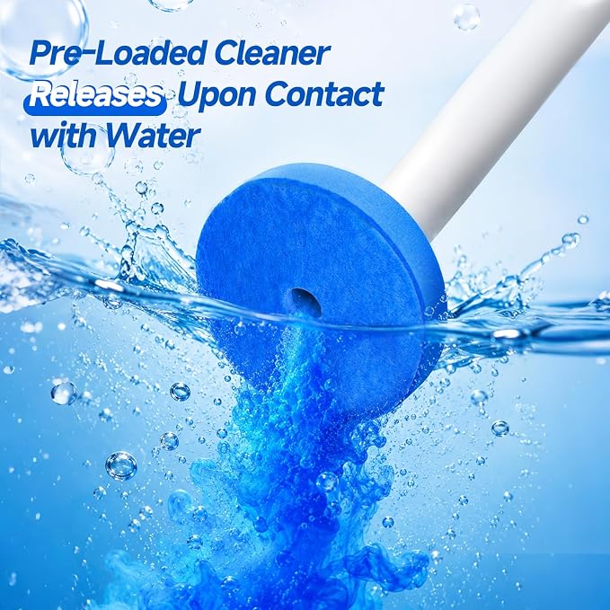 Disposable Toilet Brush with Holder, Wall Mounted Toilet Wand Cleaning System with 30 Refills, Auto-Lid Touch-Free Toilet Bowl Brush Kit for Bathroom Cleaning