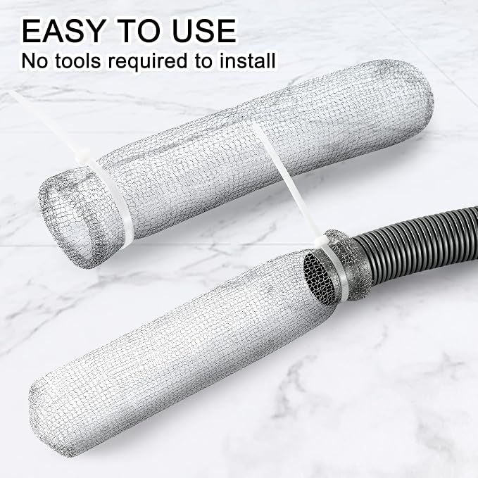 24 Pieces Lint Traps Washing Machine Stainless Steel Lint Snare Traps Laundry Mesh Washer Hose Filter with 24 Pcs Cable Ties
