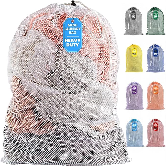 Handy Laundry Mesh XL Laundry Bag 24"x36", Heavy Duty Drawstring, White | XL 24x36 Mesh Laundry Bag, Secure Drawstring, Heavy Duty, Machine Washable, for Delicates Dorm Travel Storage, White