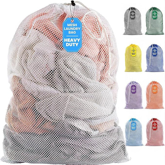 Handy Laundry Mesh XL Laundry Bag 24"x36", Heavy Duty Drawstring, White | XL 24x36 Mesh Laundry Bag, Secure Drawstring, Heavy Duty, Machine Washable, for Delicates Dorm Travel Storage, White