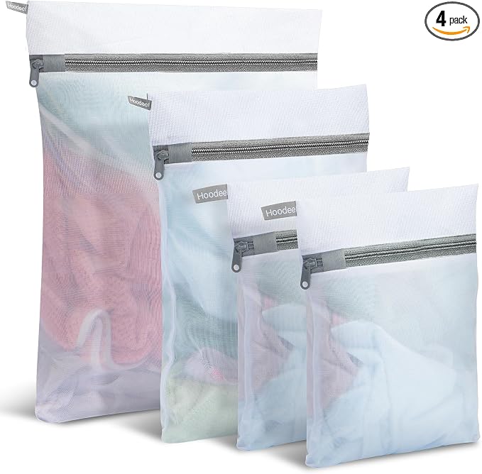 Mesh Laundry Bags for Delicates, 4Pcs Laundry Bags Mesh Wash Bags,Lingerie Bags for Washing Delicates, Laundry Bag for Delicates (1 Large,1 Medium,2 Small)