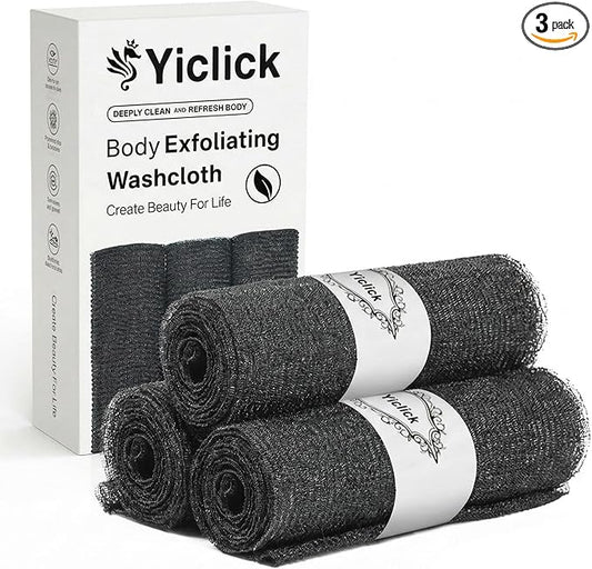 Yiclick Exfoliating Washcloth Towel- Exfoliating Body Scrubber Exfoliator, Back Scrubber for Shower Bath, Exfoliate Rags Wash Cloths, Loofah Lufa Sponge, Body Scrub & Exfoliation Women Men
