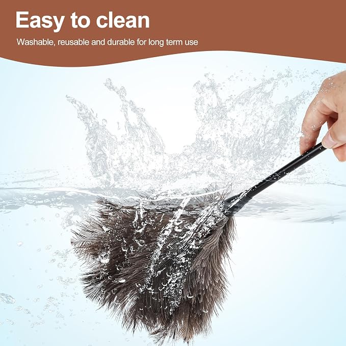 Ostrich Feather Duster-14.9 Inch Mini Natural Feathers Dusters with Plastic Handle Reusable Handheld for Cleaning Supplies Home Car Office(6pcs)