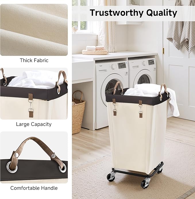 StorageWorks 110L Laundry Basket with Wheels, Rolling Hampers for Clothing