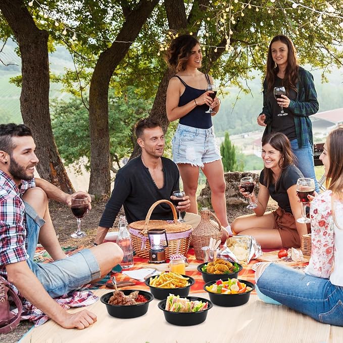 WGCC Meal Prep Containers with Lids - 50Pack 16OZ Meal Prep Bowls, Disposable Food Prep Containers, Round To Go Containers with Lids, BPA-Free, Freezer & Dishwasher Safe