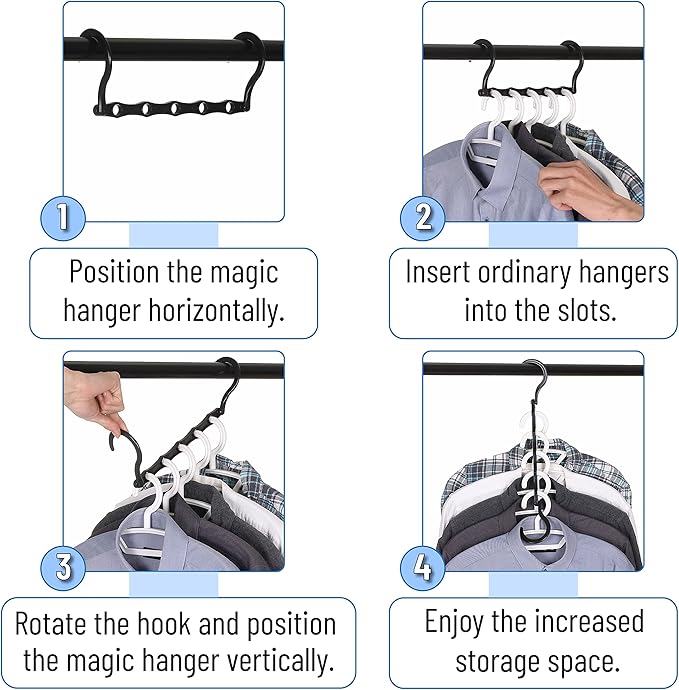 Mr. Pen- Space Saving Hangers, 8 pcs, 360° Rotating Hooks (Pack of 48)