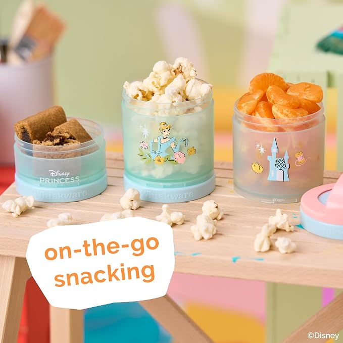 (Cinderella) DiSNEY PRINCESS Whiskware Stackable Snack Pack - 3 Jar + Handle - Pink/Blue/Blue