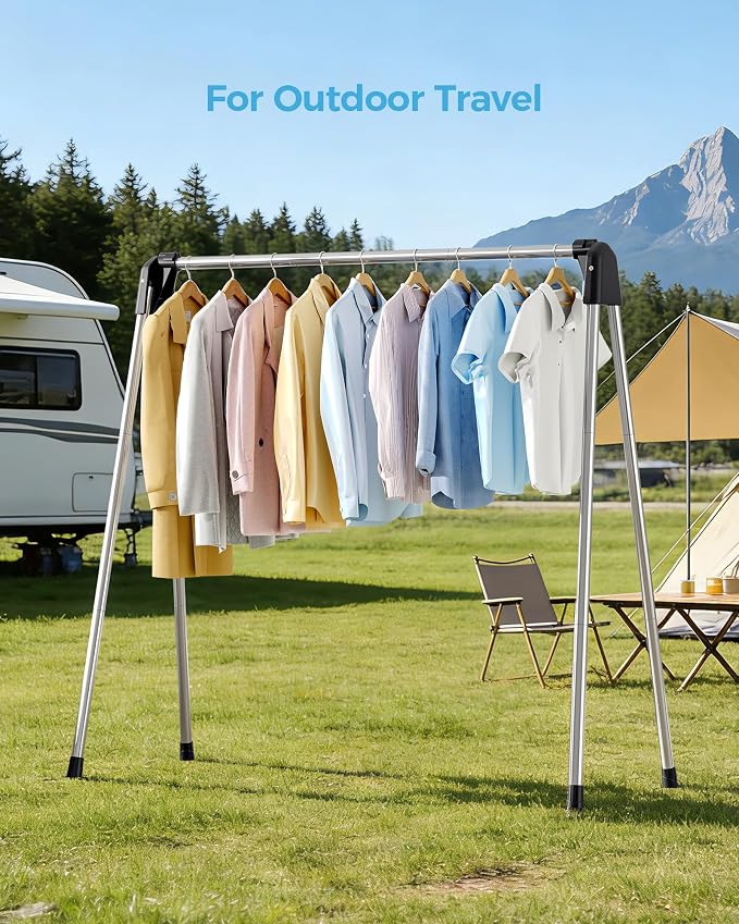 APEXCHASER Clothes Drying Rack Foldable, Portable Clothes Airer, 48" H | Stainless Steel, Folds Flat to Storage, Lightweight Design, Non-slip Feet, Easy to Carry, Versatile for Room/Balcony/Dorms