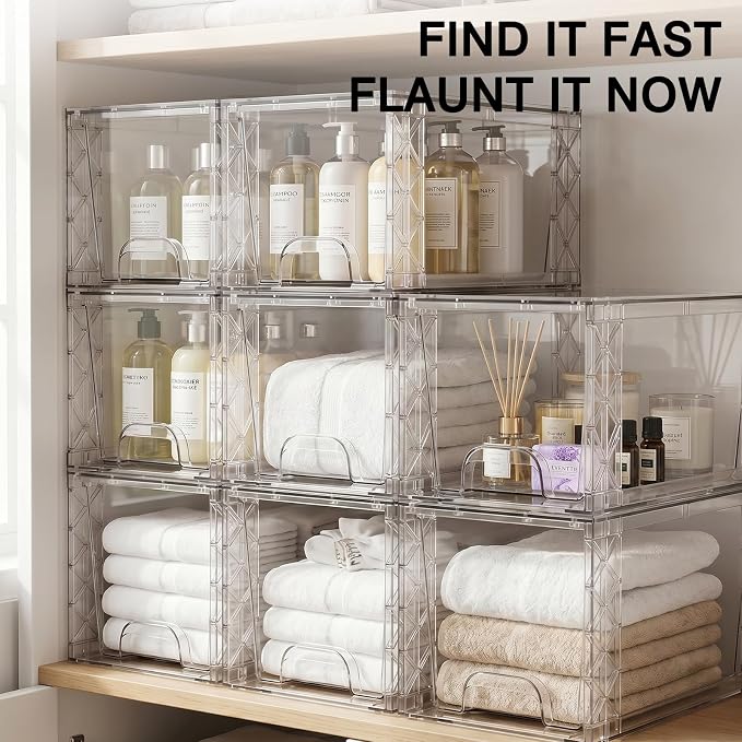 Stackable Storage Drawers 8 Pack 7in Under Bathroom Sink Organizer Boxes