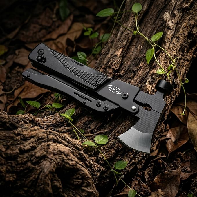 19-in-1 Multi-Tool Axe with Knife, Hammer, Saw, Screwdrivers, Bottle Opener, Nylon Sheath, Camping Tool Survival Gear, Gifts for Men, Dad Gifts, Husband Christmas Stocking Stuffers