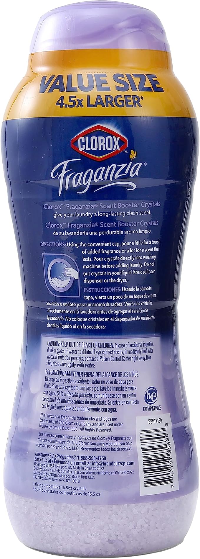 Clorox Fraganzia Laundry Scent Booster Crystals, Lavender Eucalyptus, 70 Oz | In-wash fragrance beads, HE compatible, safe for all fabrics and colors, long-lasting freshness
