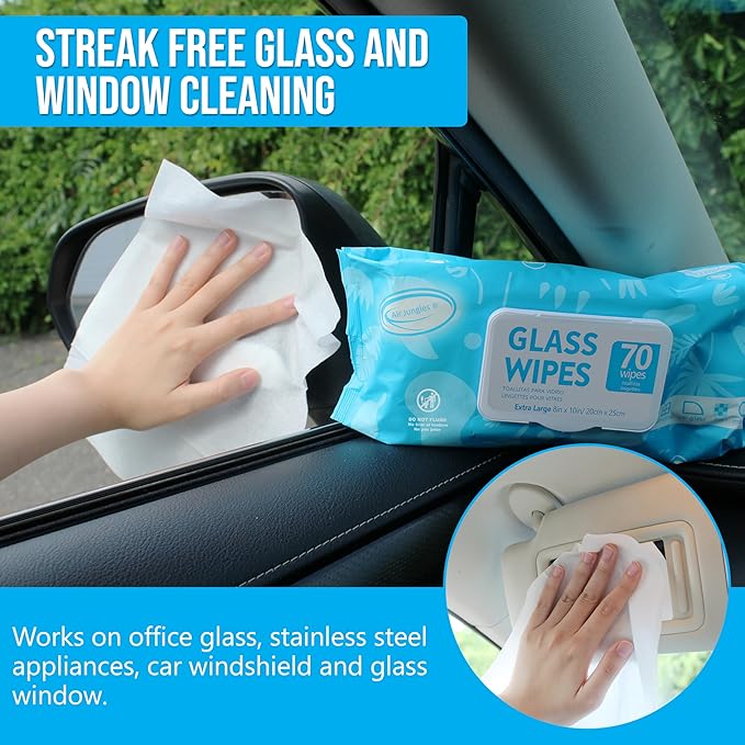 Air Jungles Car Interior Cleaning Wipes Set 210 Count, XL 8" x 10" | Clean Condition Protect Wipes for Vinyl and Leather Apparel Furniture Auto Car Interior Shoes Boots Bags