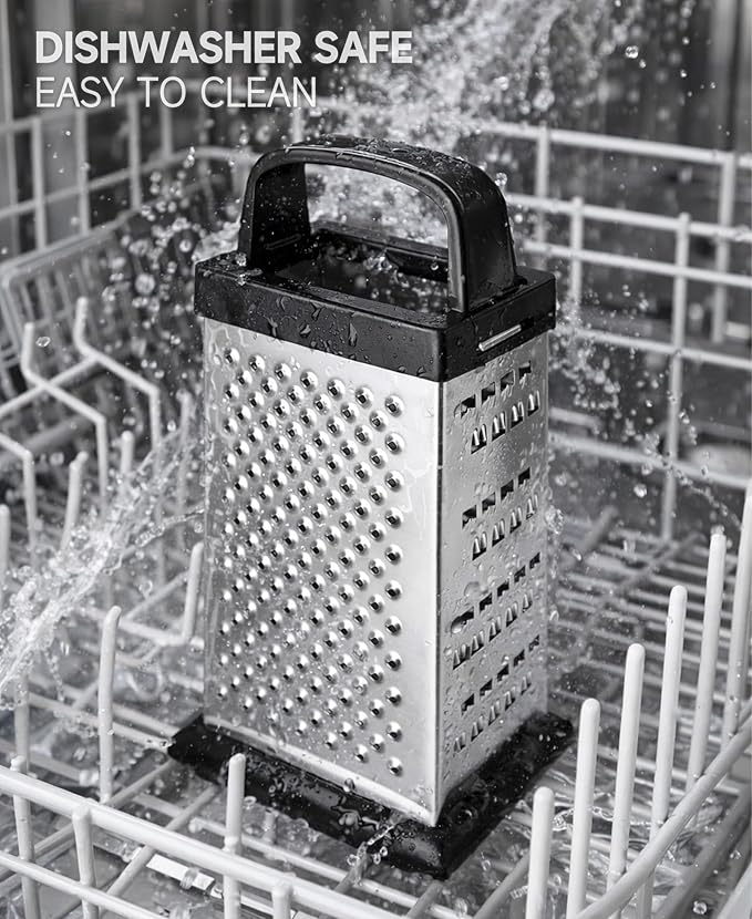 Cheese Grater, 4-Sided Mini Box Grater, Stainless Steel | For cheese, Parmesan & vegetables, compact 4-sided design, dishwasher safe for easy cleaning