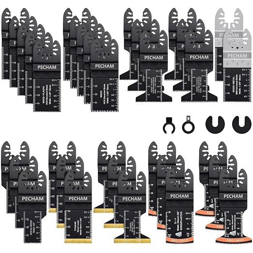 Oscillating Tool Blade, 37PCS Universal Wood Metal Oscillating Multitool Quick Release Saw Blades Fit Porter Cable Black & Decker Rockwell Ridgid Ryobi Milwaukee DeWalt Chicago Craftsman
