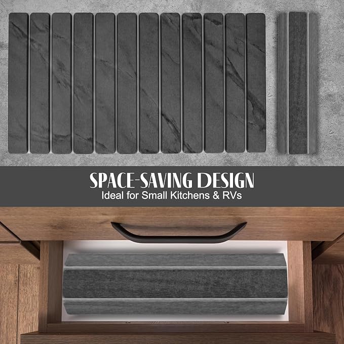 Extra Large Stone Dish Drying Mat for Kitchen Counter, 28"(L)×16 "(W) Foldable Quick Dry Dish Drying Mats, Absorbent Diatomaceous Earth Stone Drying Mats for Plate Rack Bottles Cups - Gray Marble