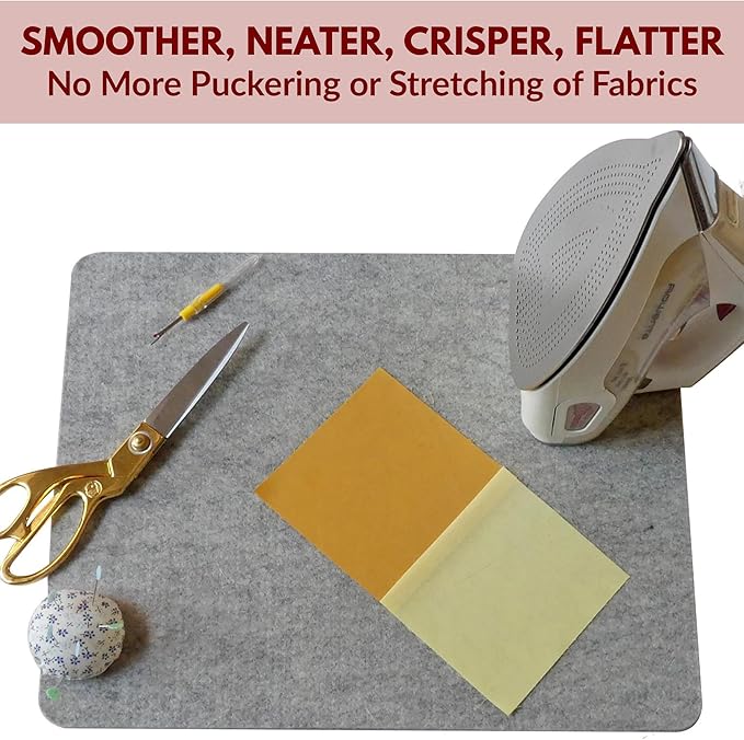 Madam Sew Natural Wool Pressing mat for quilting (17”x13.5”) 100% Wool Felt Ironing Pad | Wool Ironing Mat for quilters,Crisp Seams on Quilt Blocks,Sewing Projects & Embroidery- ironing mat for sewing