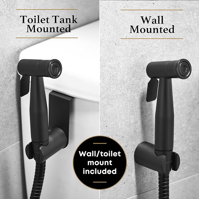 Purrfectzone Bidet, Stainless Steel Jet Spray for Toilet, Wall-Mounted - Matte Black