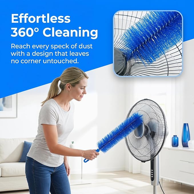 Bendable Microfiber Head, 2026 Fan Cleaner Brush Reusable Dust Remover Washable ldeal for Electric Fans Air Conditioning, Home Car Vents, Curtain (Blue 4 Pcs)