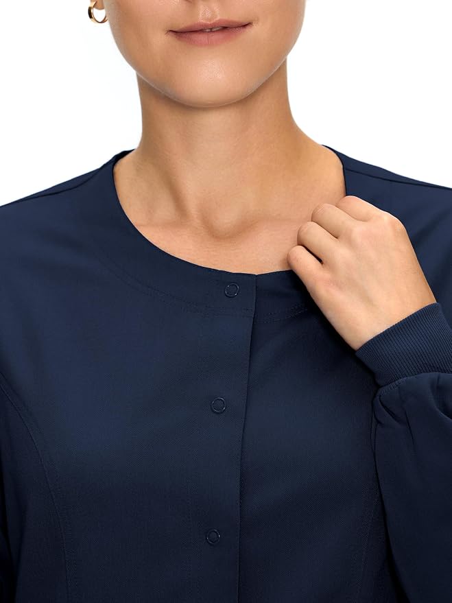 COZYFIT Scrub Jackets for Woman, Snap Front Nurse Jacket | 3 Pockets, Soft Fabric Layer, Easy Shift Layer, Easy Care, For Nurses, Clinics, Daily Medical Uniforms, Shift Wear