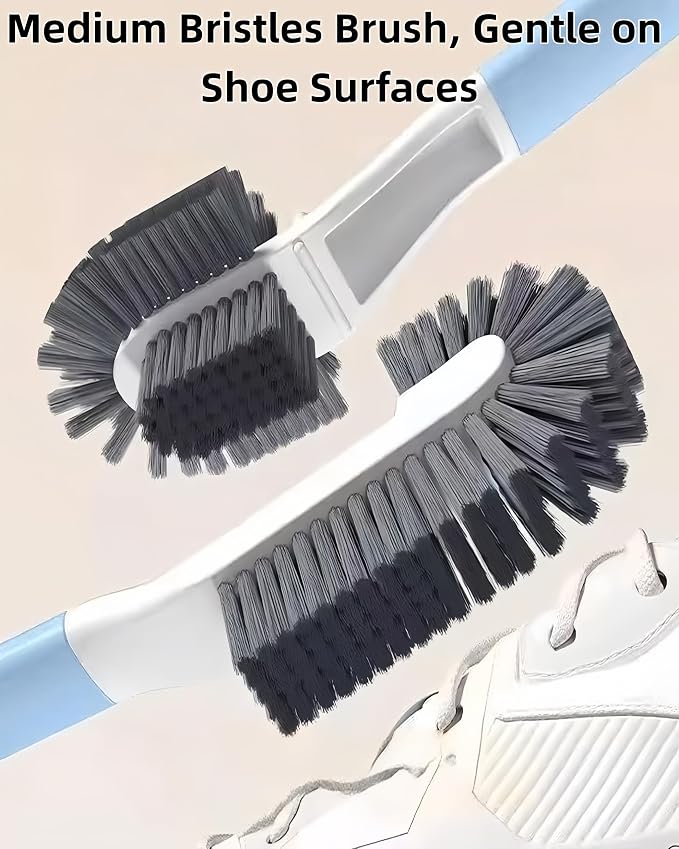 Cleaning Scrub Brush Set Shoe Brush Laundry Brush Scrub Brushes for Stains | 2 Long Handle Shoe Brushes&1 Clothes Brush Ergonomic Handle with Medium Bristles Brush for Sneakers, Footwear,Fabric,Carpet