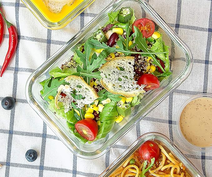 M MCIRCO [8-Pack,30 oz] Glass Meal Prep Containers,Glass Food Storage Containers,Airtight lunch Containers with Lids, Microwave, Oven, Freezer and Dishwasher