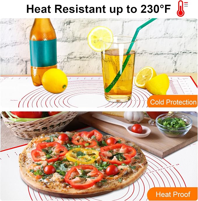 HOOMIL Silicone Baking Mat, 24"x16" | Food-Grade, BPA-free, Non-Stick,Non-Slip, Precision Measurements, Large, Easy to store