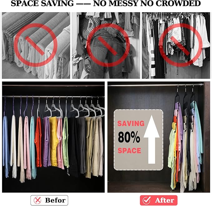 Closet Organizers and Storage, 3 Pack Velvet Pants-Hangers-Space-Saving | Non Silp 5 Tier Scarf Jeans Closet Organizer, Dorm Room Essentials for College Students Girls Boys Guys, Home Storage