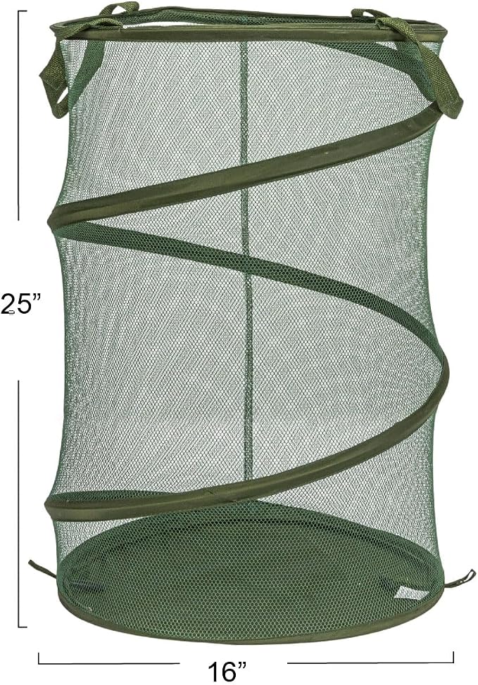 Household Essentials Pop-Up Mesh Laundry Hamper, Olive Green
